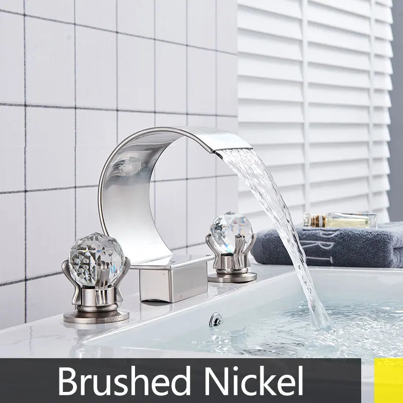 Bathroom Faucet 3-Hole Widespread Solid Brass