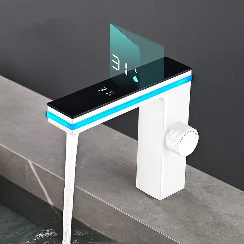 Bathroom Faucet LED Temperature Display Solid Brass Ceramic Cartridge