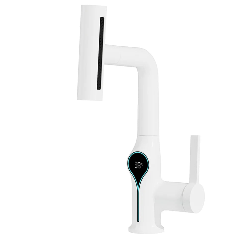 Bathroom Faucet Waterfall Spout Battery-Free Digital Temperature Display