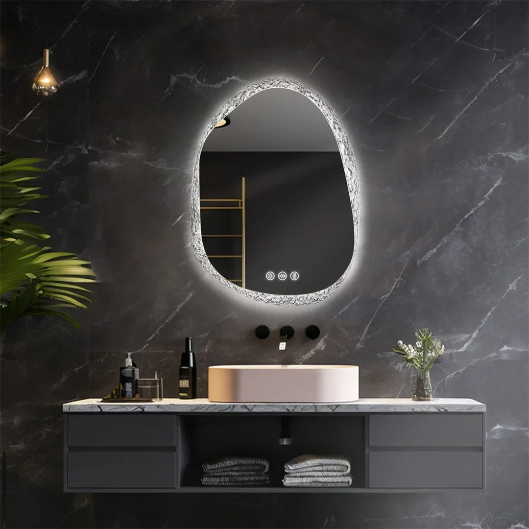 Bathroom Mirror Frameless LED Dimmable Touch Sensor Anti-Fog