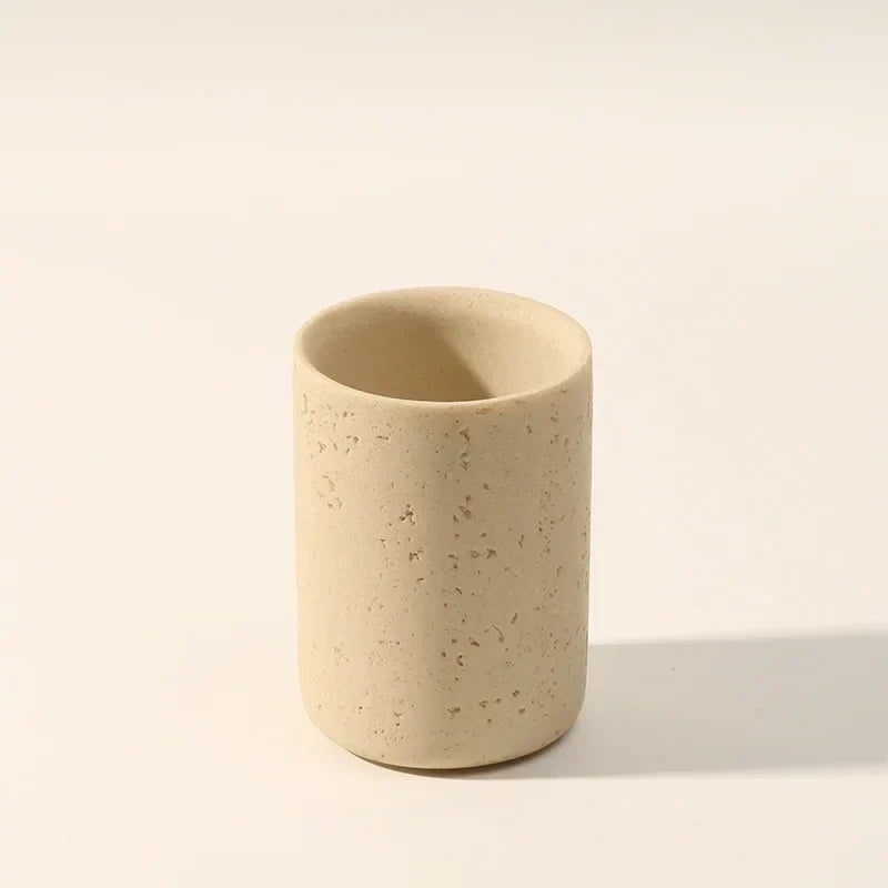 Bathroom Set Limestone-Look Ceramic Three-Piece