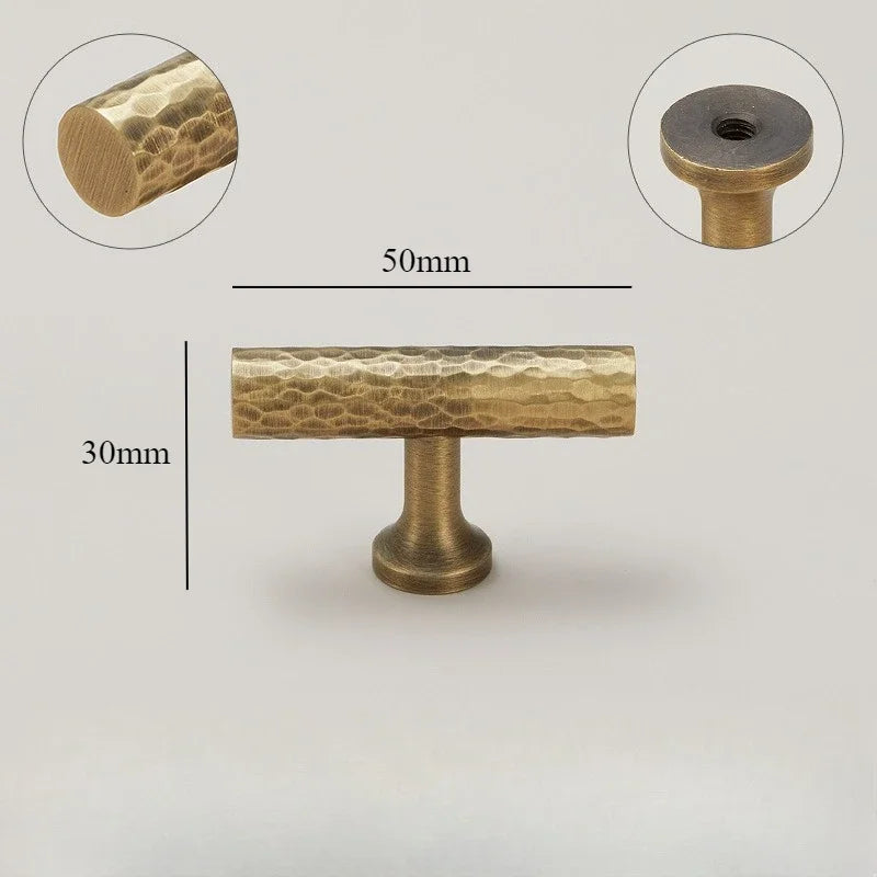 Cabinet & Drawer Handle Hand-Hammered Solid Brass Corrosion-Resistant