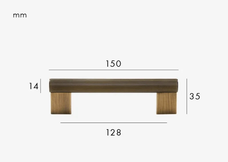 Cabinet Handle Linear T-Bar Solid Brass 5 Inch Mounting