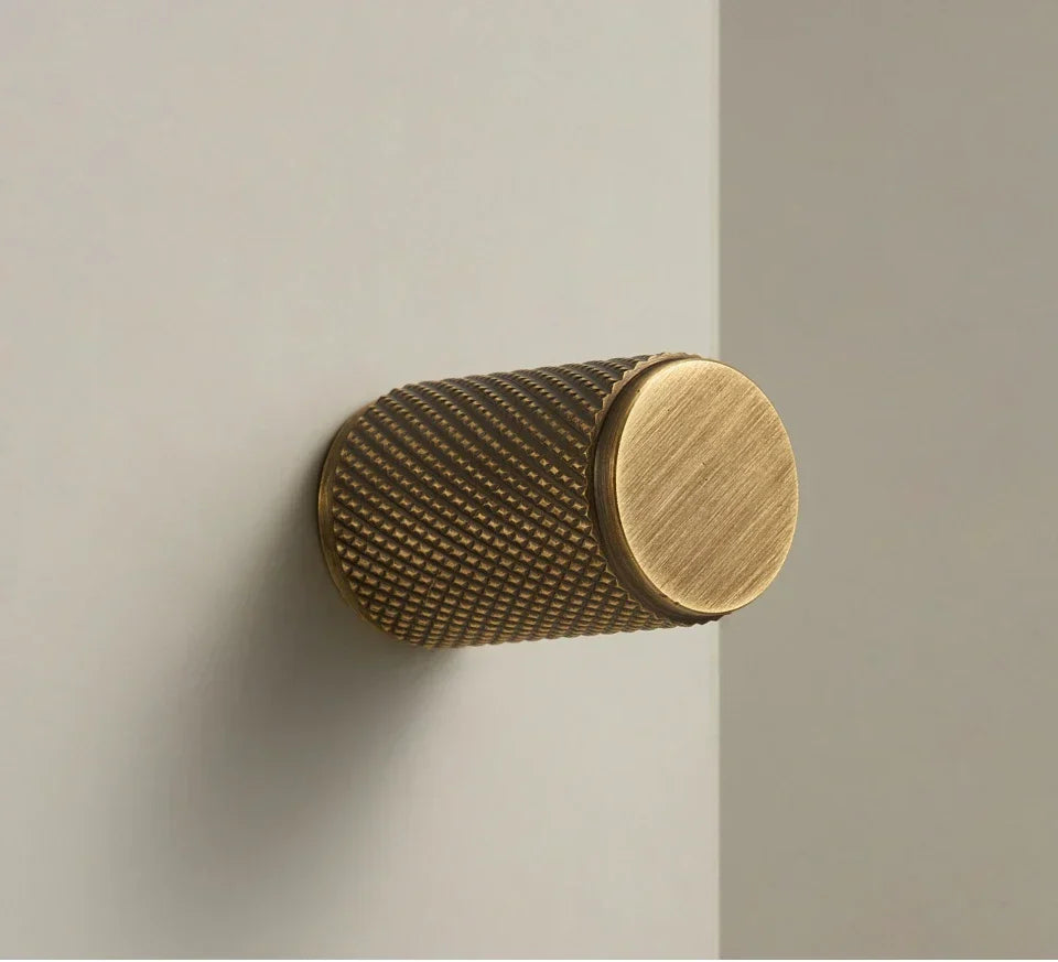 Cabinet T-Bar Handle Solid Brass Knurled Grip 224mm CC