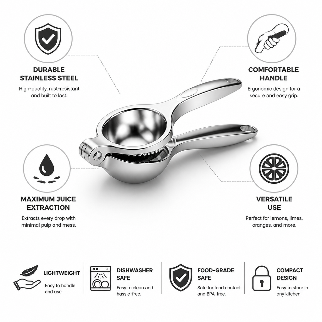 Citrus Juicer Stainless Steel Manual Press Comfortable Handle
