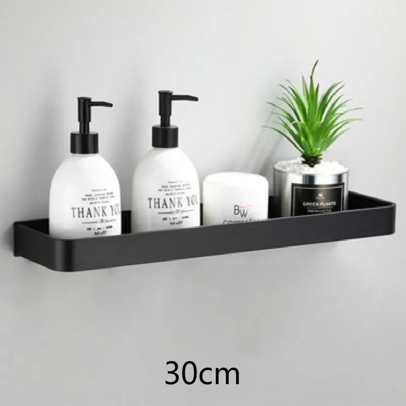 Corner Shower Shelf Drill-Free Matte Black Aluminum 3-Tier