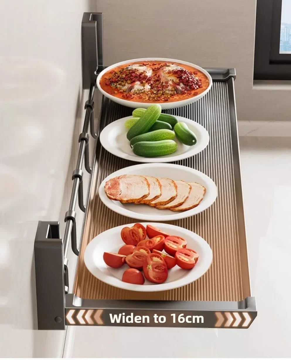 Foldable Spice Rack Self-Adhesive No-Drill Utensil Tray & Hooks