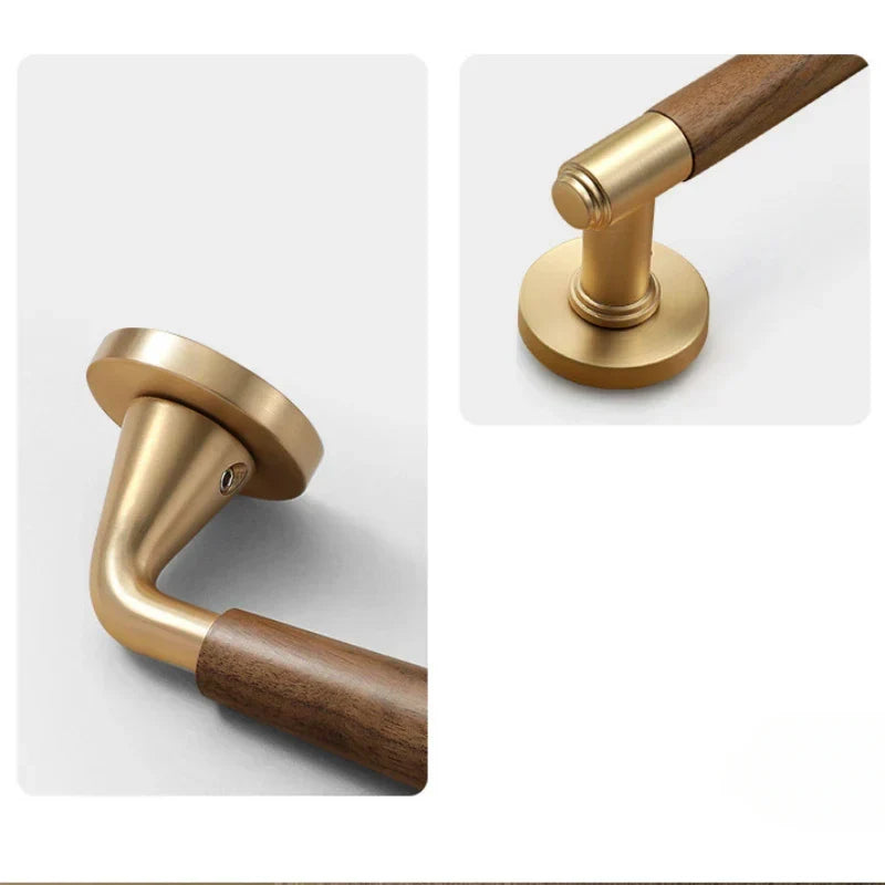 Interior Door Lock Silent Split-Handle Zinc Alloy & Walnut