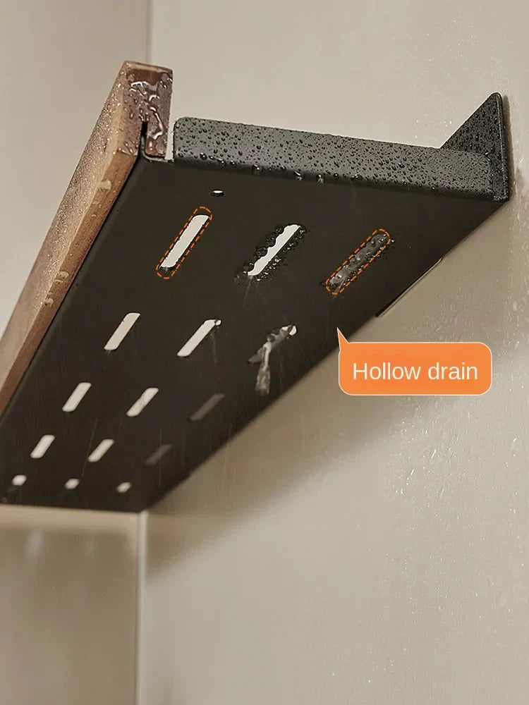 Kitchen Wall Shelf Drill-Free Metal & Wood Finish
