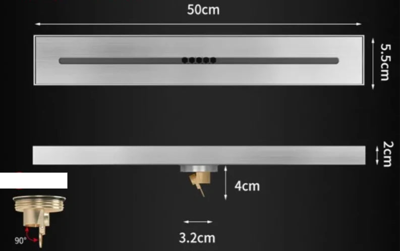 Linear Shower Drain Brushed 304 Stainless Steel Odor-Blocking & Tile-Flush