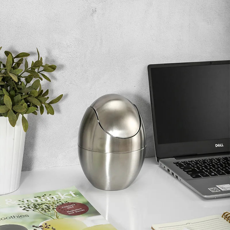 Mini Trash Can 304 Stainless Steel Swing Lid 1.5L
