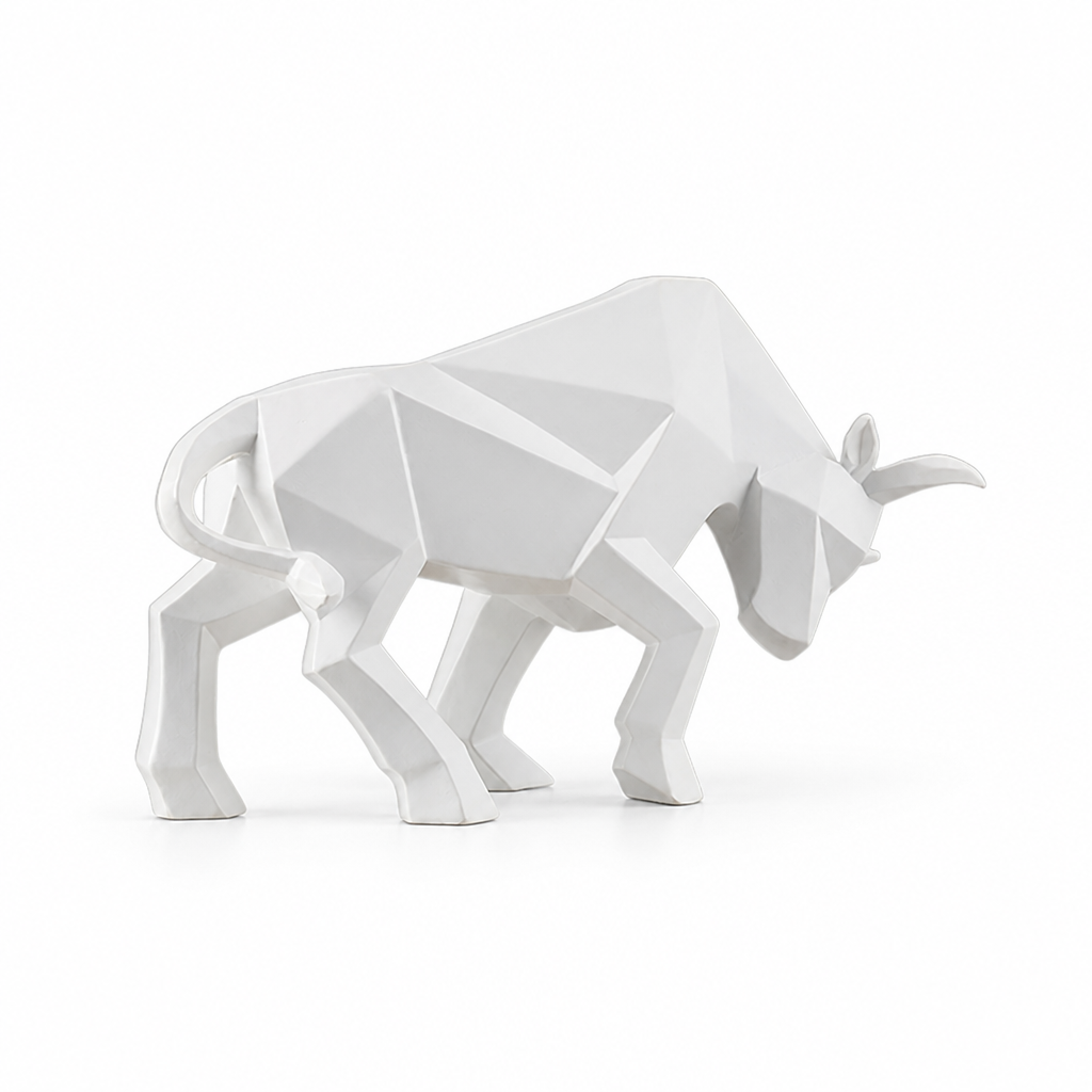 Modern Geometric Resin Tabletop Bull Sculpture