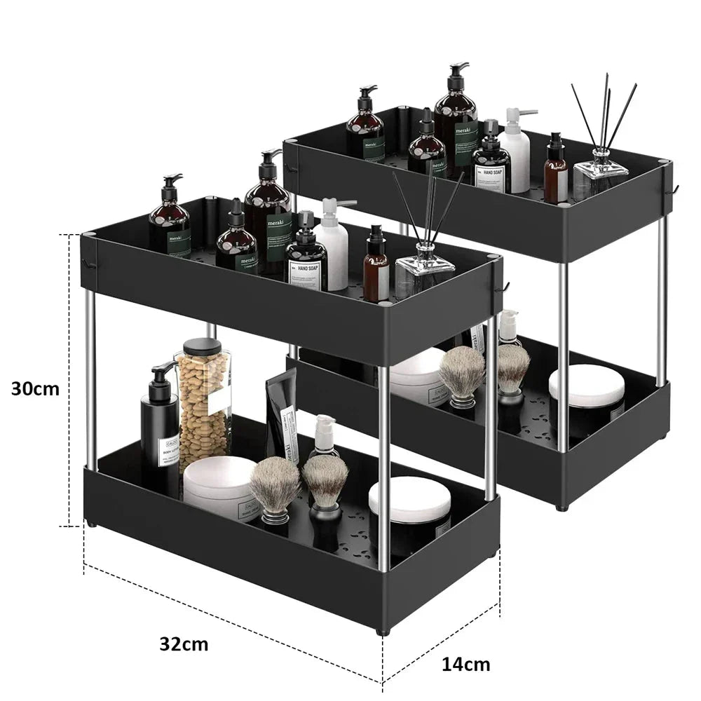 Pull-Out Cabinet Organizer 2-Tier Tool-Free