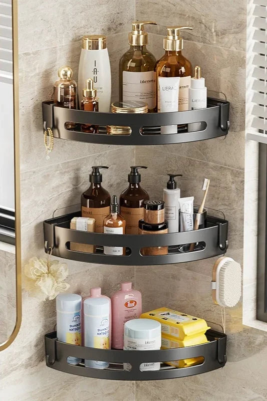 Shower Organizer Set No-Drill Self-Adhesive Matte Black