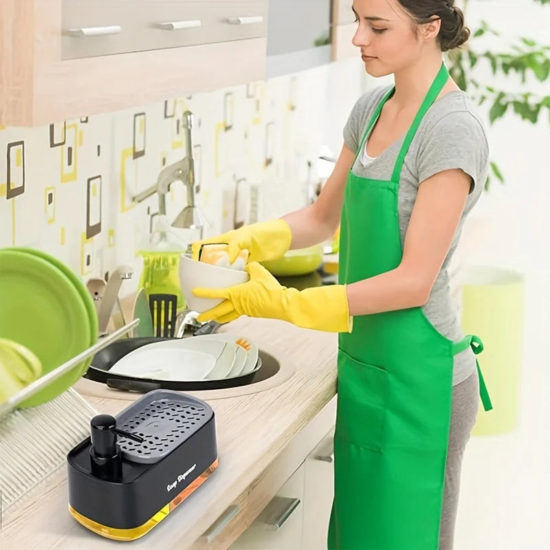 Soap Dispenser Set 3-In-1 Refillable Sponge Holder