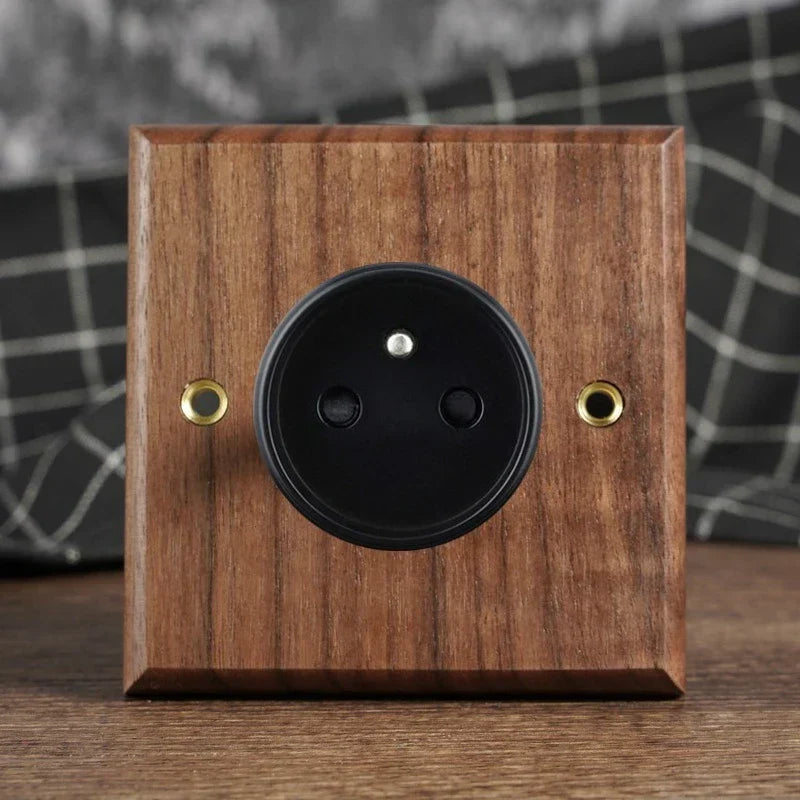 Toggle Wall Switch Solid Walnut Knurled Brass Lever