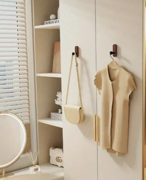 Wall Hooks Walnut Wood Self-Adhesive 2 Or 5 Pack