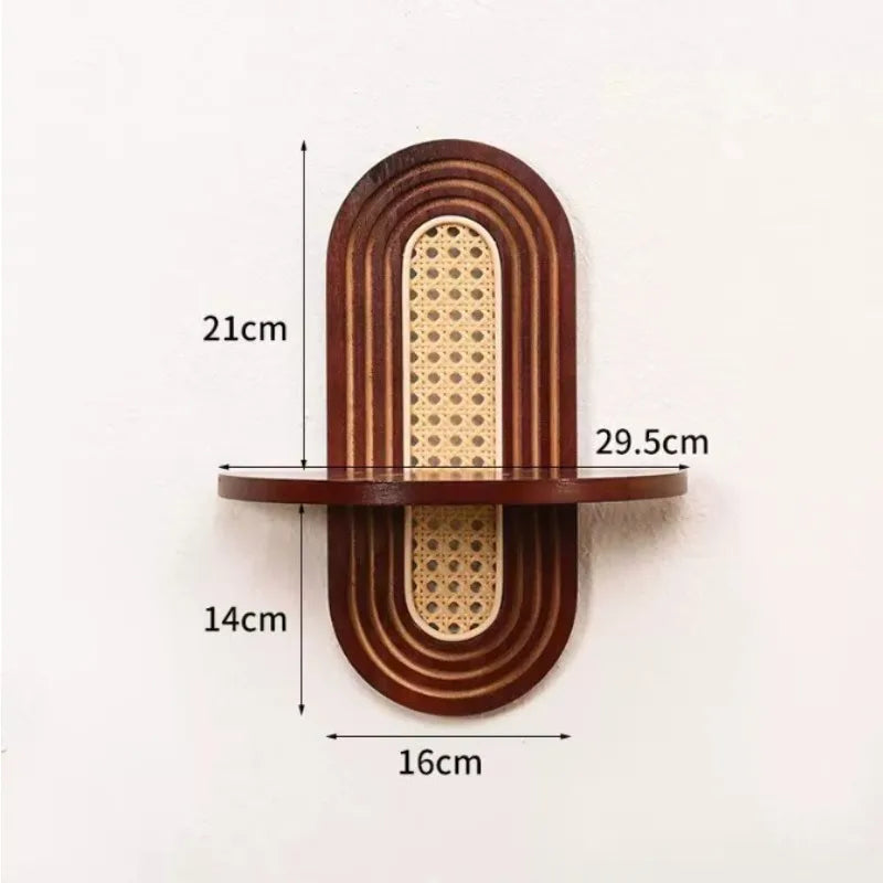Wall Shelf Handmade Rattan & Wood Boho