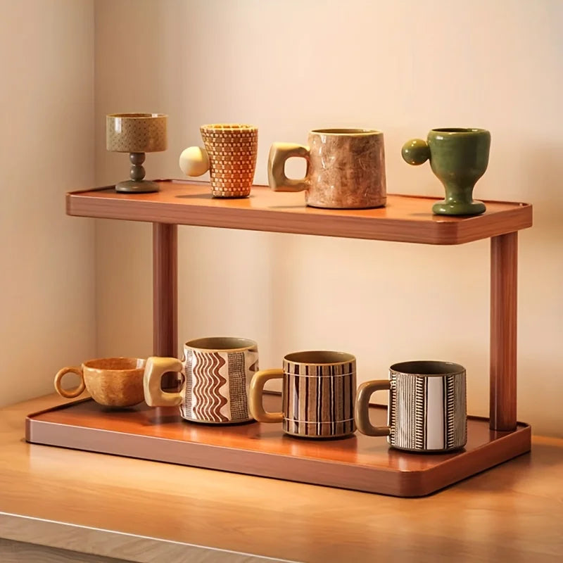 2-Tier Shelf Bamboo Countertop Organizer