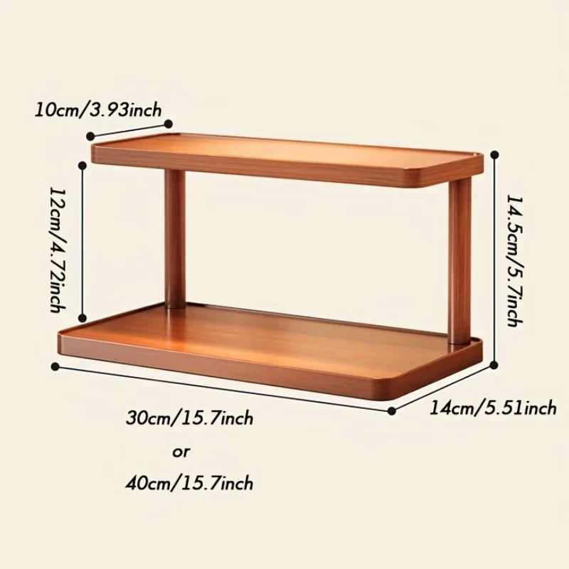 2-Tier Shelf Bamboo Countertop Organizer