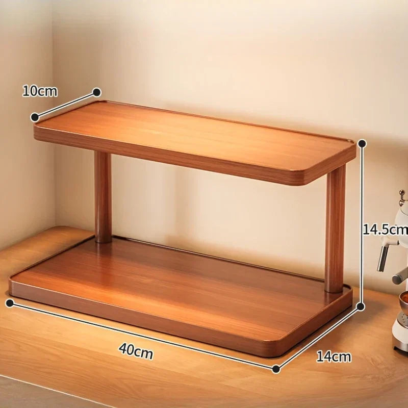 2-Tier Shelf Bamboo Countertop Organizer