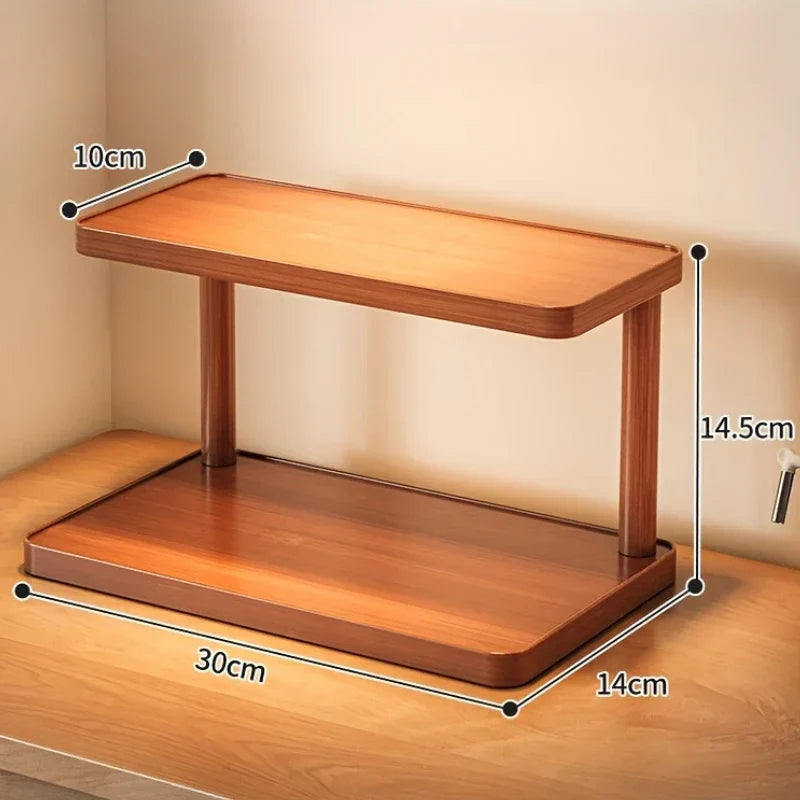 2-Tier Shelf Bamboo Countertop Organizer
