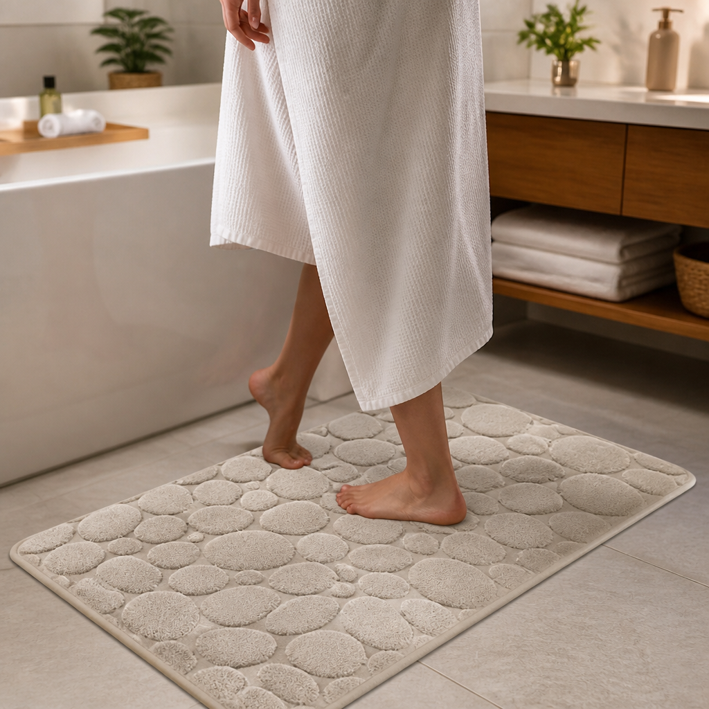 Absorbent Microfiber Bath Mat With Non-Slip Backing