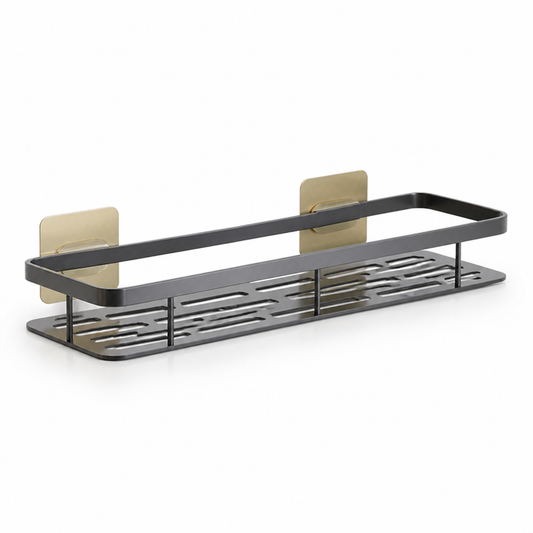 Aluminum Open-Frame Bathroom Shelf (Drill-Free Adhesive Mount)