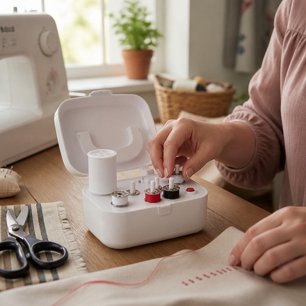 Auto Winding Battery Powered Bobbin Winder for Sewing (2 Extra Holders)
