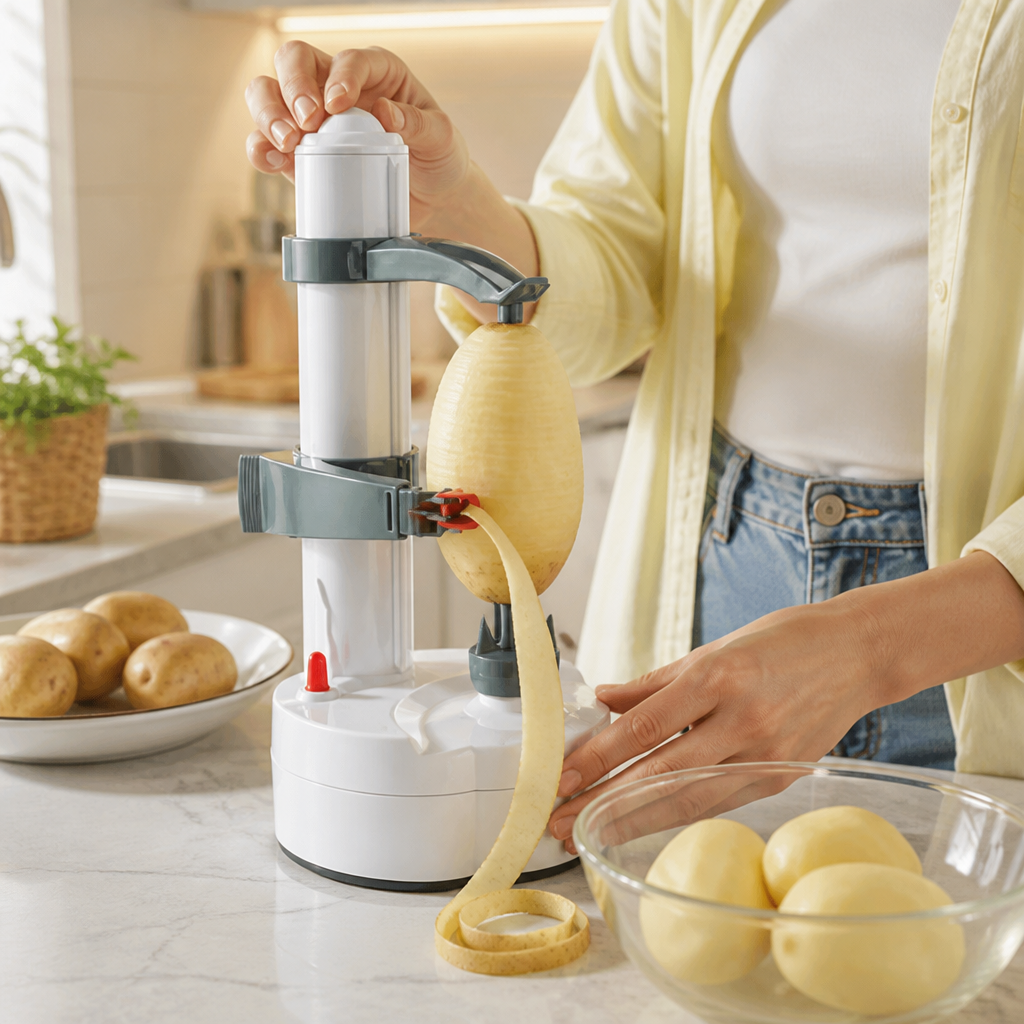 Automatic Electric Potato Peeler (Rotary Mechanism, Safety Shut-Off)
