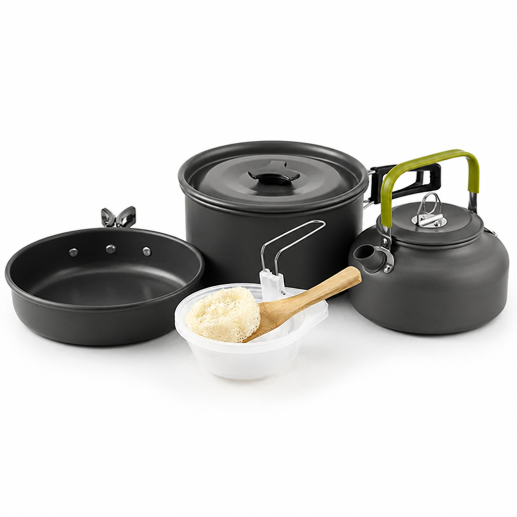 Backpacking Cookware Set Nestable Anodized Aluminum Nonstick
