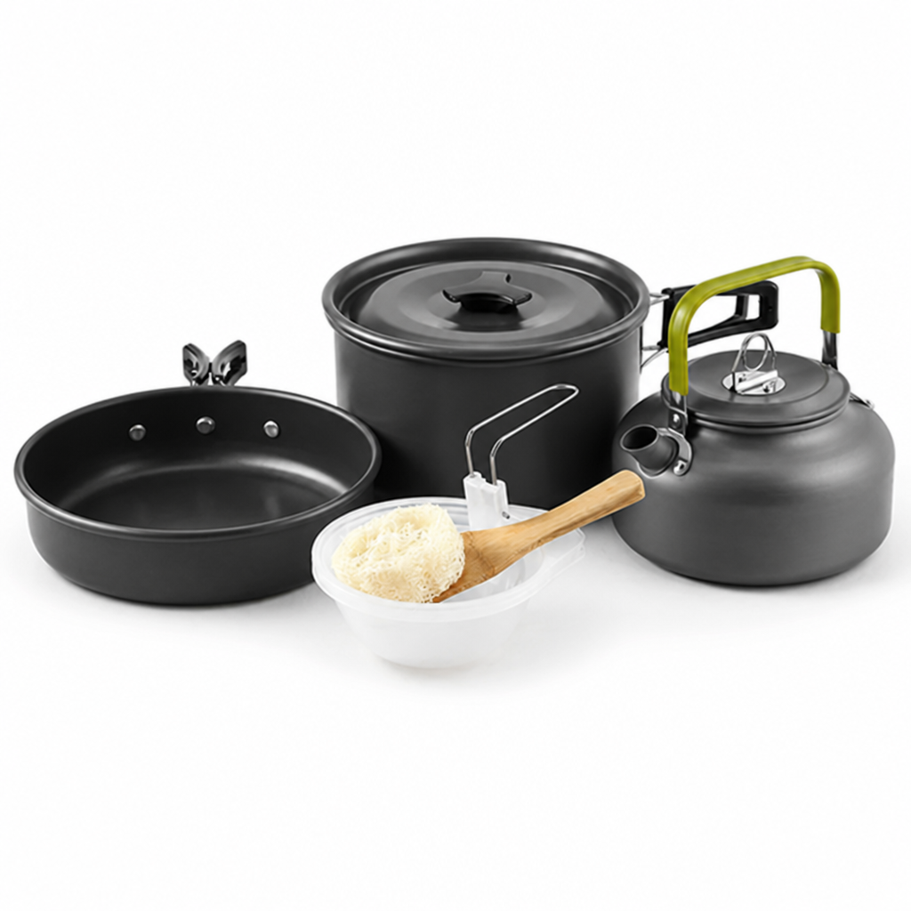 Backpacking Cookware Set Nestable Anodized Aluminum Nonstick