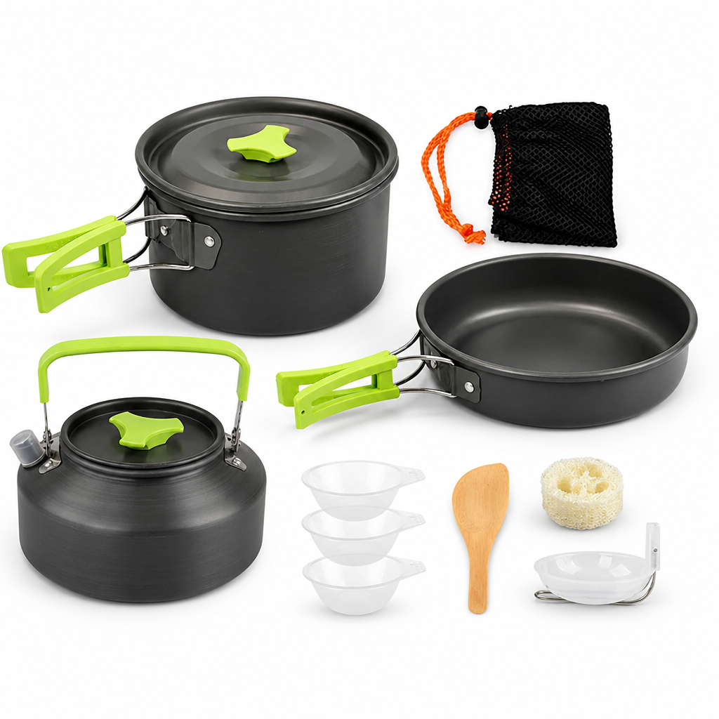 Backpacking Cookware Set Nestable Anodized Aluminum Nonstick