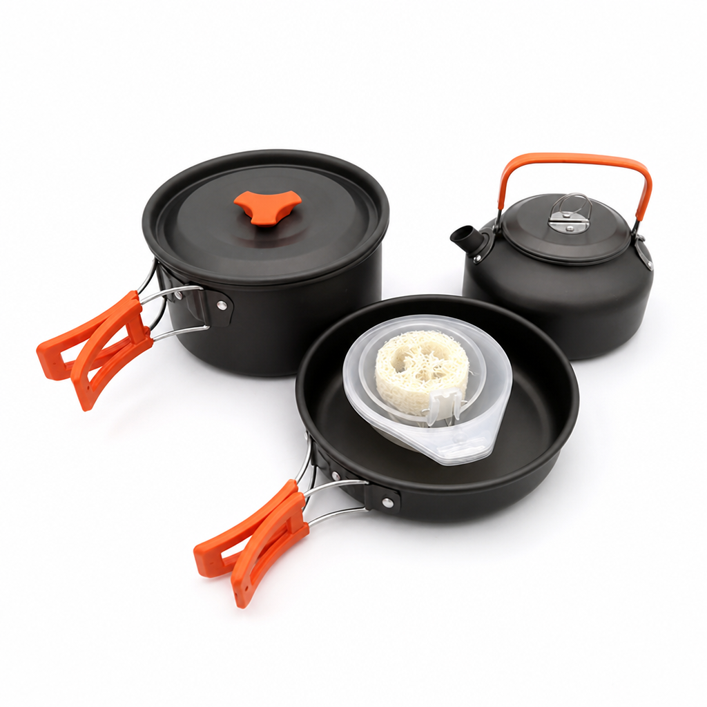 Backpacking Cookware Set Nestable Anodized Aluminum Nonstick