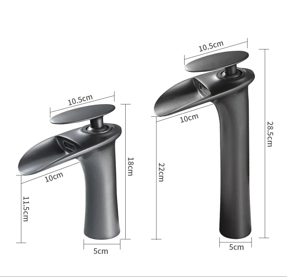 Basin Faucet Waterfall Spout Single-Handle Brass Body & Ceramic Valve