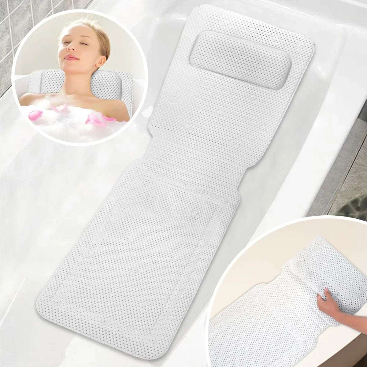 Bath Cushion Full-Body Support 30 Suction Cups