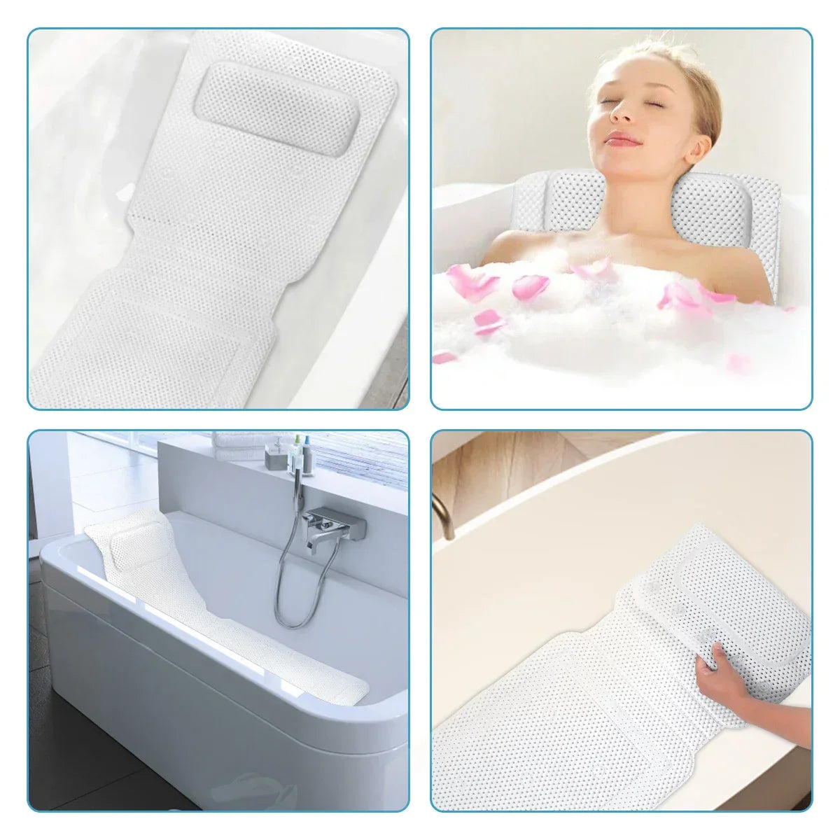Bath Cushion Full-Body Support 30 Suction Cups