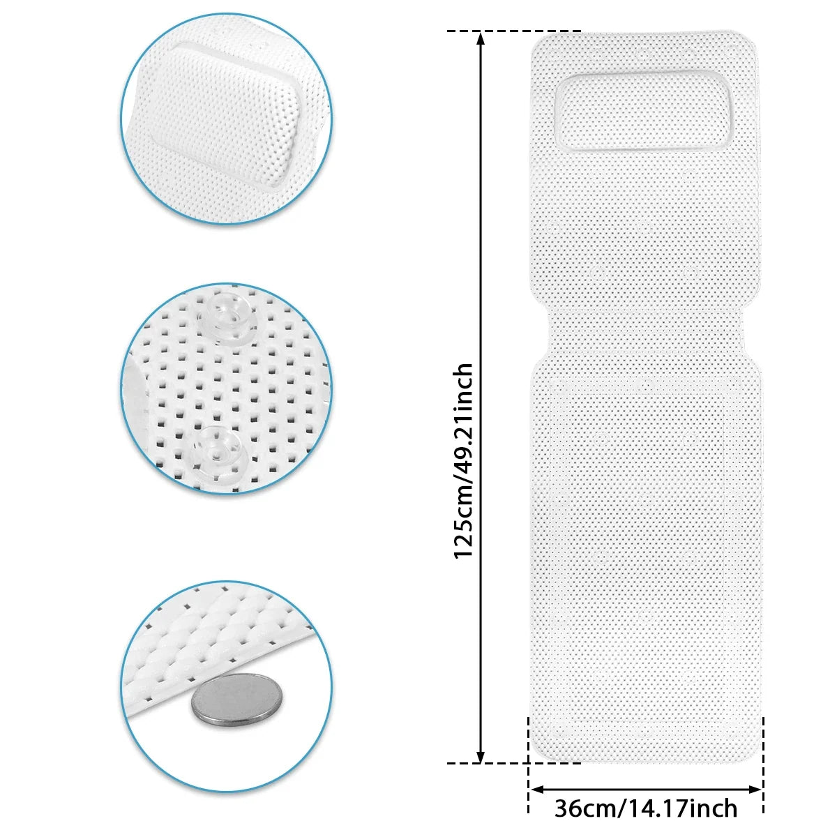 Bath Cushion Full-Body Support 30 Suction Cups