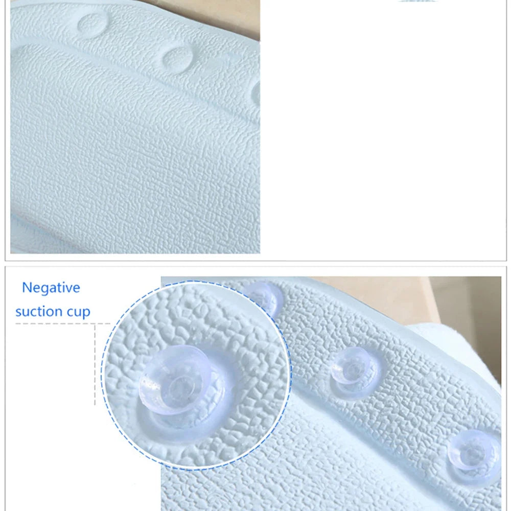 Bath Pillow Ergonomic Foam Neck Support Strong Suction Cups