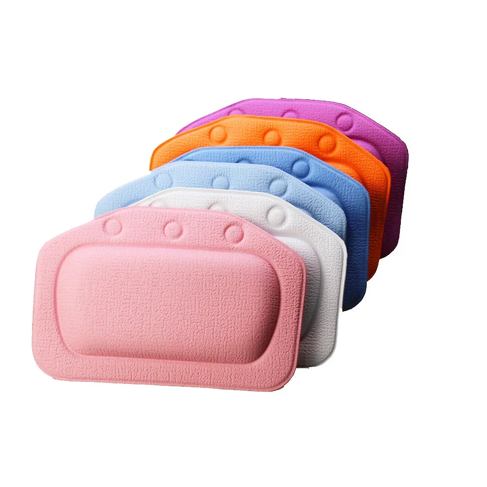 Bath Pillow Ergonomic Foam Neck Support Strong Suction Cups