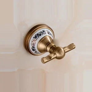Bathroom Accessory Set Antique Brushed Brass Ceramic Accents
