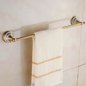 Bathroom Accessory Set Antique Brushed Brass Ceramic Accents