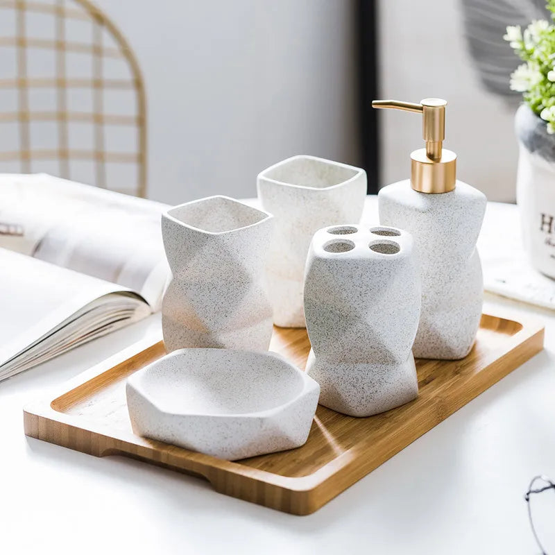 Bathroom Accessory Set Ceramic Scandinavian Minimalist