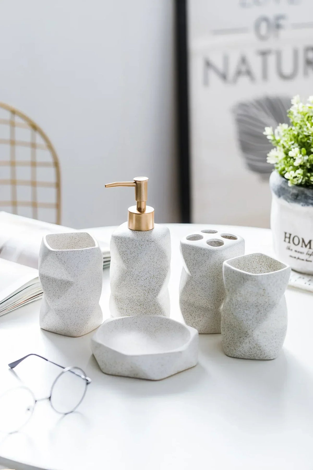 Bathroom Accessory Set Ceramic Scandinavian Minimalist