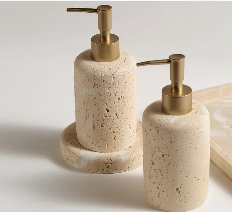 Bathroom Accessory Set Genuine Travertine Four Piece