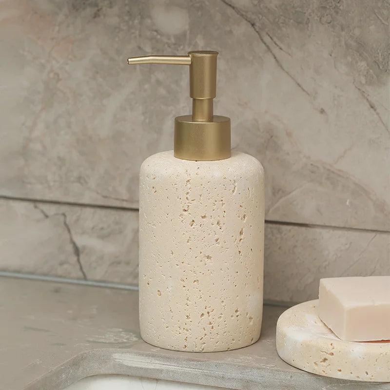 Bathroom Accessory Set Genuine Travertine Four Piece