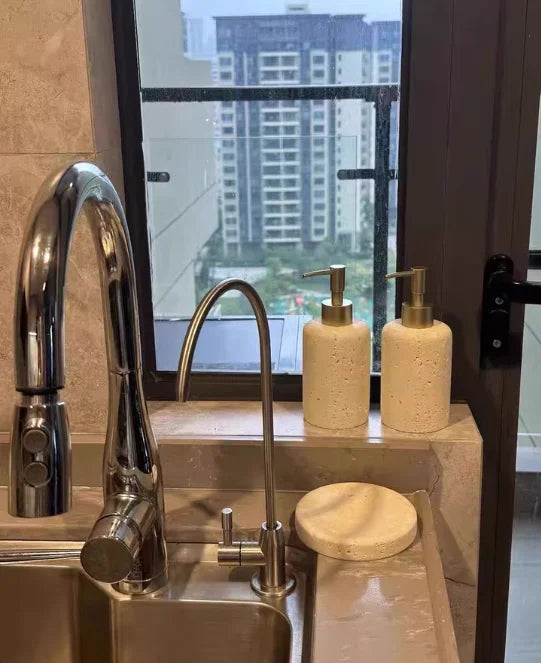 Bathroom Accessory Set Genuine Travertine Four Piece