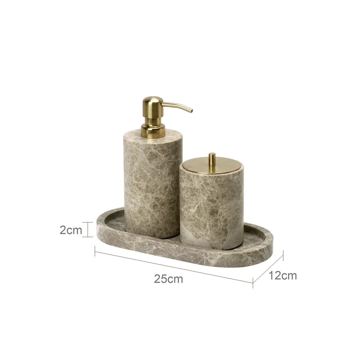 Bathroom Accessory Set Handcrafted Emperador Light Marble 7-Piece