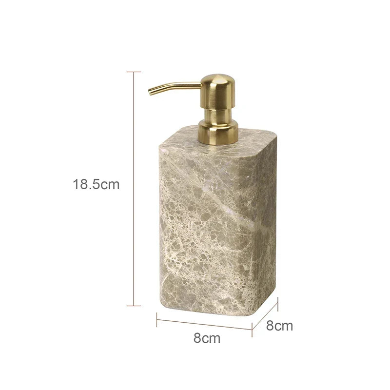 Bathroom Accessory Set Handcrafted Emperador Light Marble 7-Piece
