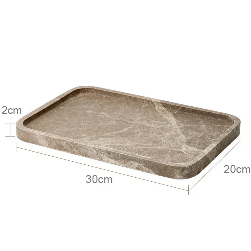 Bathroom Accessory Set Handcrafted Emperador Light Marble 7-Piece
